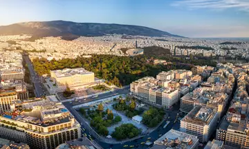 Vista aérea de la plaza Syntagma de Atenas, Grecia