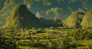 Paisaje verde del Valle de Viñales, una delicia para los sentidos.